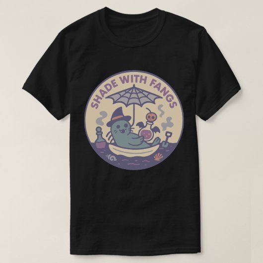 牙のある影のスプーキーシール Tシャツ (デザイン正面)