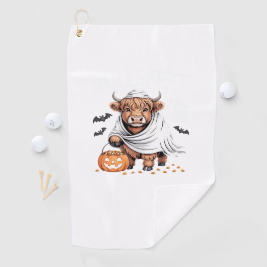 牛おかしなハロウィーン不気味動物愛好家必須 ゴルフタオル (インサイチュ)