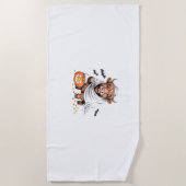 牛おかしなハロウィーン不気味動物愛好家必須 ビーチタオル (正面)