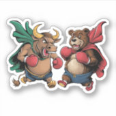 牛おもしろいと熊 シール (正面)