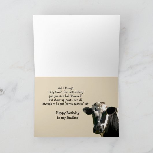 牛おもしろいのユーモア兄弟誕生日笑 カード (内部)