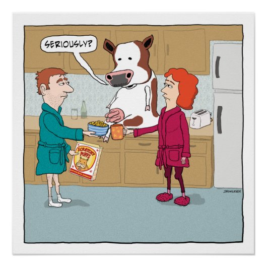 牛おもしろいの乳しぼり ポスター (正面)