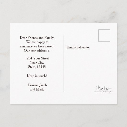 牛おもしろいの田素朴舎引っ越し 案内ポストカード (裏面)