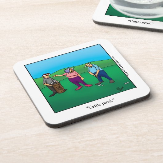 「牛おもしろいの製品」ゴルフユーモアのコースターのギフトゴルファー コースター (左側)