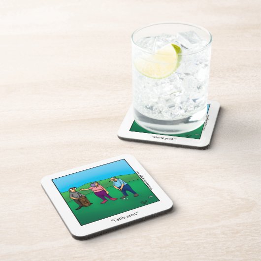 「牛おもしろいの製品」ゴルフユーモアのコースターのギフトゴルファー コースター (右側)