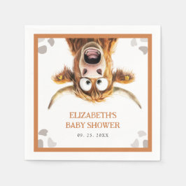 牛おもしろいの赤ちゃんシャワー スタンダードカクテルナプキン
