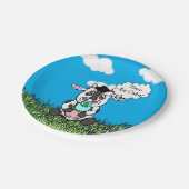 牛おもしろいの赤ん坊が男の子をシャワー ペーパープレート (アングル)