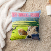 牛おもしろいはもうすぐ元気になる クッション (ブランケット)