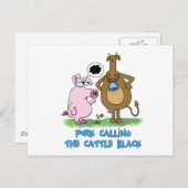 牛おもしろいを黒く呼ぶ豚肉 ポストカード (正面/裏面)