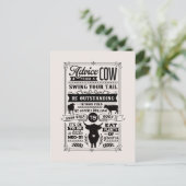 牛おもしろいアドバイスワードアートカントリー ポストカード (スタンド正面)