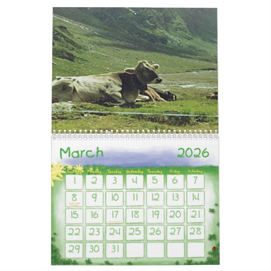 牛おもしろいカバーカレンダー カレンダー (3月 2026)