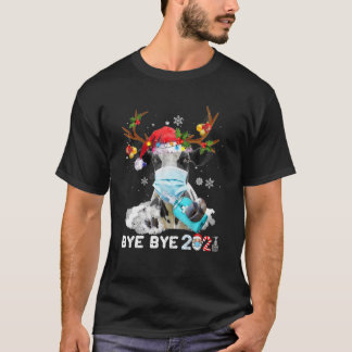 牛おもしろいクリスマス顔マスクバイバイ2021クリスマスCo Tシャツ