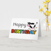 牛おもしろいハッピーバースデー カード (黄色い花)
