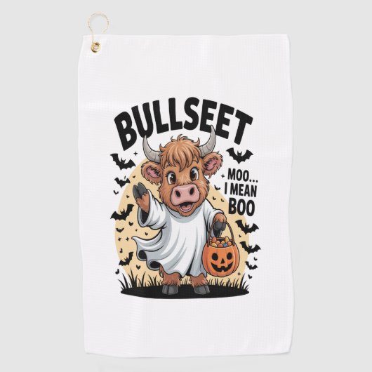 牛おもしろいハロウィーン ゴルフタオル (正面)