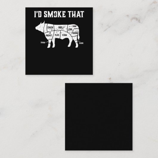 牛おもしろいバーベキューピットマスターギフト スクエア名刺 (正面/裏面)