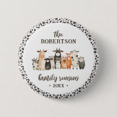 牛おもしろいプリントカントリーファミリー懇親会 缶バッジ (正面)