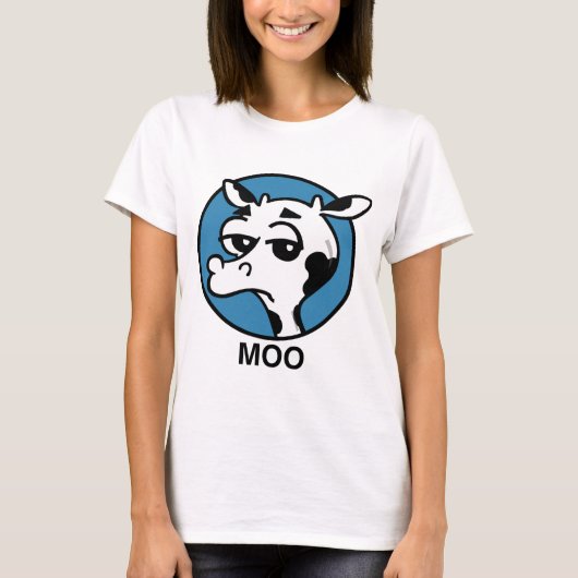 牛おもしろいモーグラフィックリンガーTシャツ Tシャツ (正面)