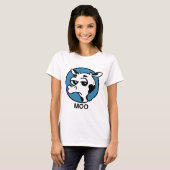 牛おもしろいモーグラフィックリンガーTシャツ Tシャツ (正面フル)