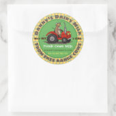 牛おもしろい乳ラベル漫画イラストレーション ラウンドシール (バッグ)