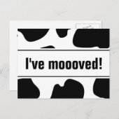 牛おもしろい付き移動はがきプリント |私は移動した 案内ポストカード (正面/裏面)
