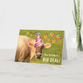 牛おもしろい大取引誕生日 カード (正面)