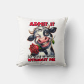 牛おもしろい引用文ことわざ クッション (正面)