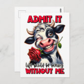 牛おもしろい引用文ことわざ ポストカード (正面/裏面)