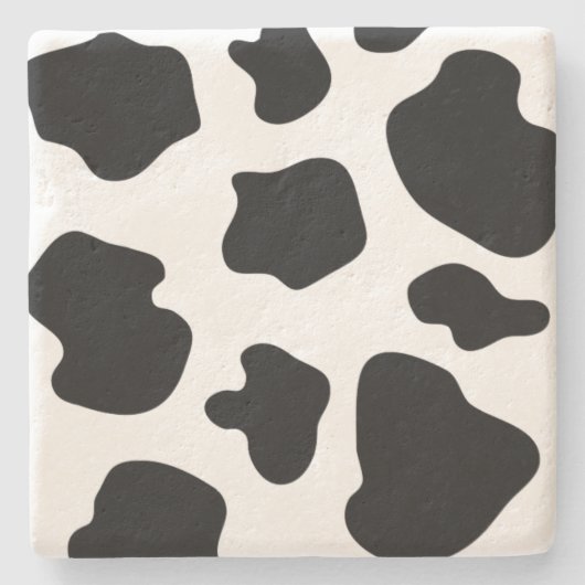 牛おもしろい斑点アニマルプリント石コースター贈り物 ストーンコースター (正面)