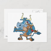 牛おもしろい牛のタンゴ ポストカード (正面/裏面)