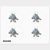 牛おもしろい牛のタンゴ 楕円形シール (シート)