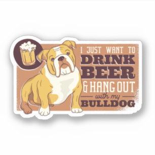 牛おもしろい犬のつるプレゼントでビールを飲む シール