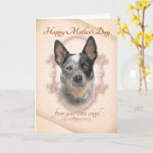 牛おもしろい犬の母の日札 カード (黄色い花)