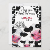 牛おもしろい白黒誕生日招待状 招待状 (正面)