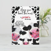牛おもしろい白黒誕生日招待状 招待状 (スタンド正面)