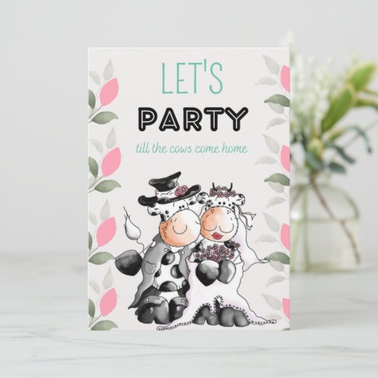 牛おもしろい結婚式招待状 招待状 (スタンド正面)