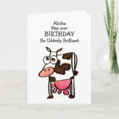 牛おもしろい誕生日 カード (正面)