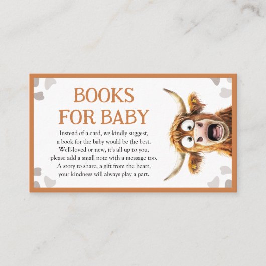 牛おもしろい赤ちゃんシャワーベビー エンクロージャーカード (正面)