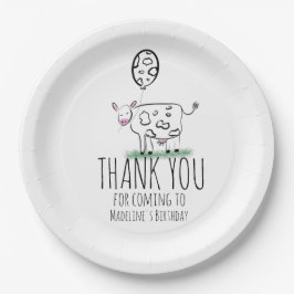 牛おもしろい農場動物の誕生日パーティーありがとう ペーパープレート