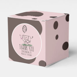 牛おもしろい農場動物の誕生日パーティーピンクの好意B フェイバーボックス