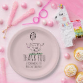 牛おもしろい農場動物誕生日パーティーピンク ペーパープレート (パーティー)