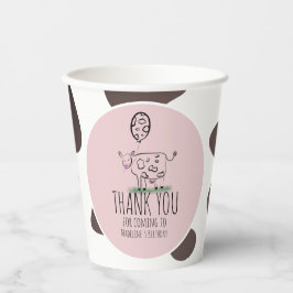 牛おもしろい農場動物誕生日パーティーピンク 紙コップ