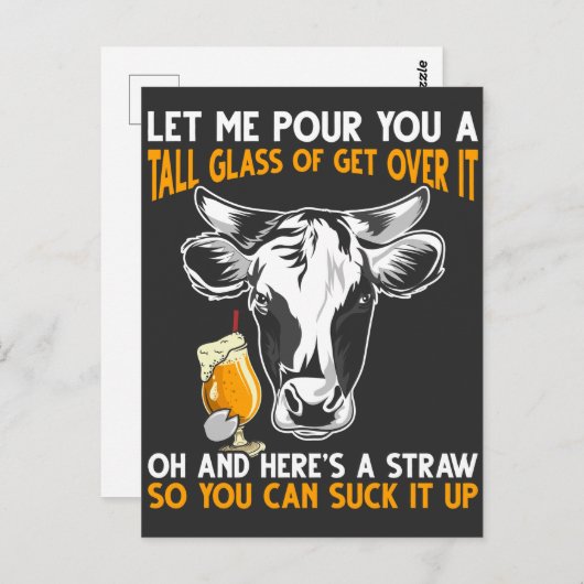 牛おもしろい農家引用文ビア恋人 ポストカード (正面/裏面)