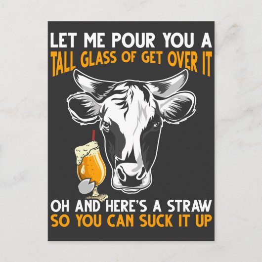 牛おもしろい農家引用文ビア恋人 ポストカード (正面)