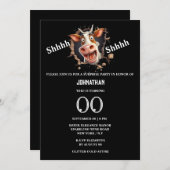 牛おもしろい顔サプライズ誕生日パーティー年齢 招待状 (正面/裏面)