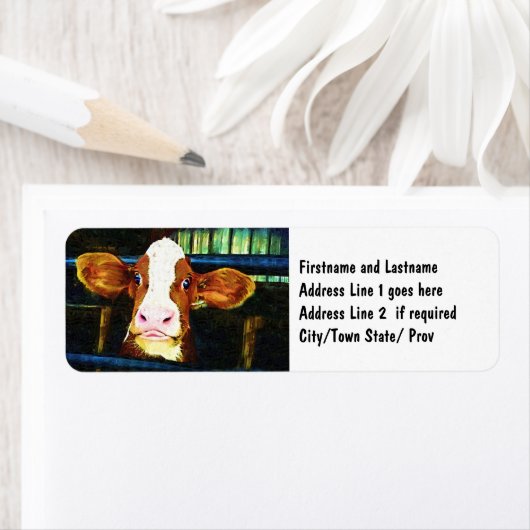 牛おもしろい顔 ラベル (インサイチュ)