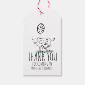 牛おもしろい飼育動物の誕生日パーティー ギフトタグ (正面)