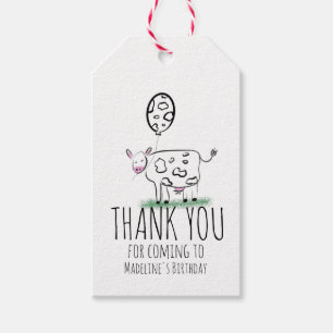 牛おもしろい飼育動物の誕生日パーティー ギフトタグ