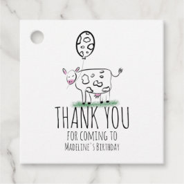 牛おもしろい飼育動物の誕生日パーティー フェイバータグ