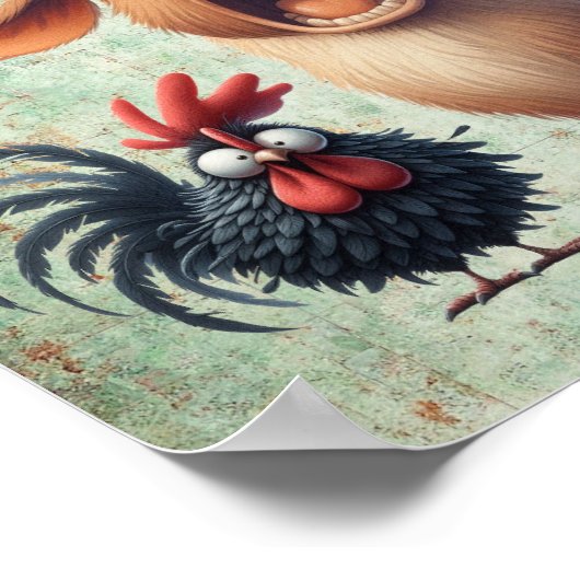 牛おもしろい&チキンおいウンチしてるのか？(マット) ポスター (角)