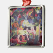 牛およびラクダとの景色 メタルオーナメント (左)